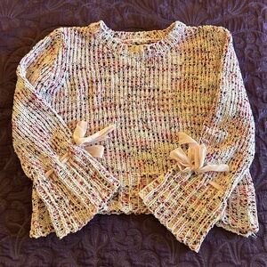 Cupio Multicolor Knit Sweater with Ribbon Details